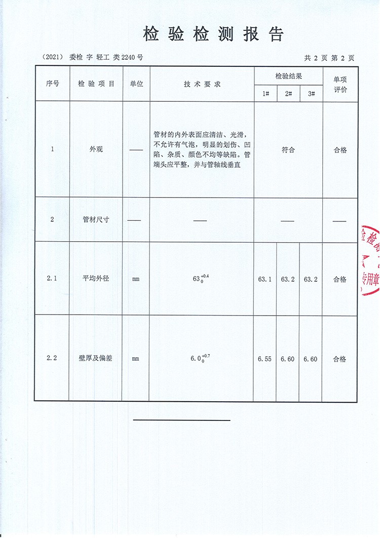 PE管材检测报告